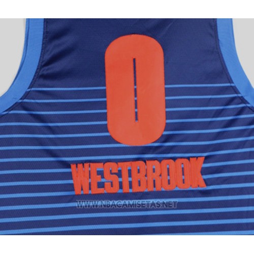 Camiseta Oklahoma City Thunder Russell Westbrook NO 0 Statement 2017-18 Azul